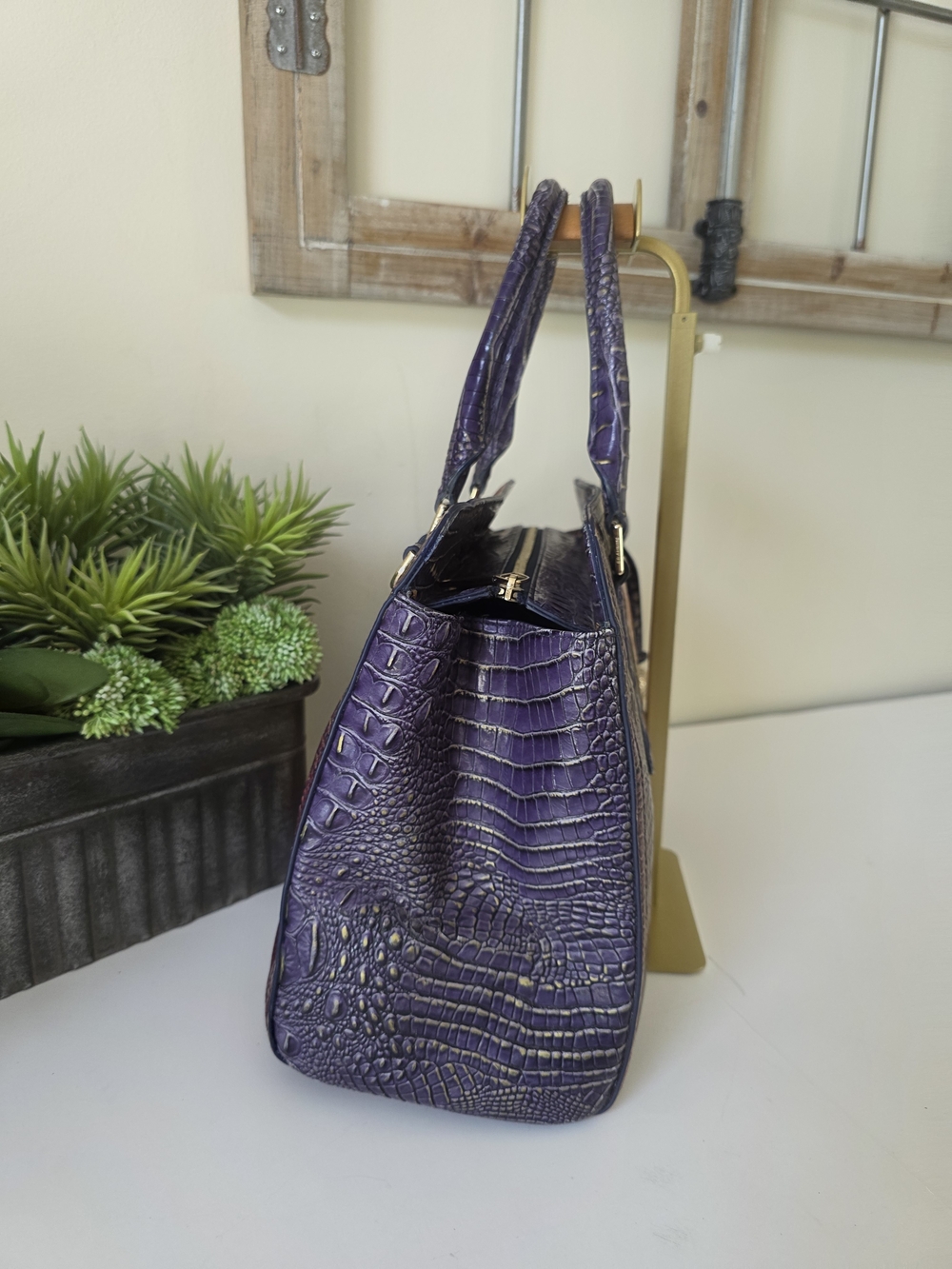 Brahmin Mini Asher Mojave Vineyard Embossed Leather Tote Crossbody - Picture 7 of 16